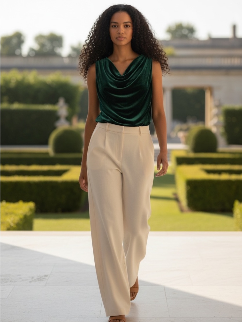 Dress Barn Emerald Green Velvet Drape Neck Top Holiday Party | Size M
